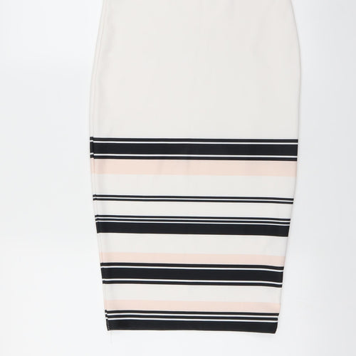 New Look Womens White Striped  Straight & Pencil Skirt Size 10