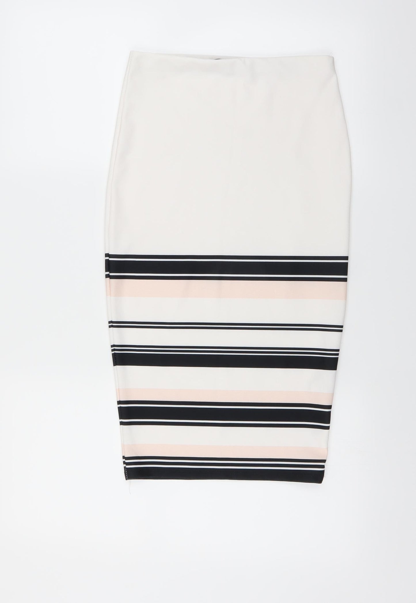 New Look Womens White Striped  Straight & Pencil Skirt Size 10