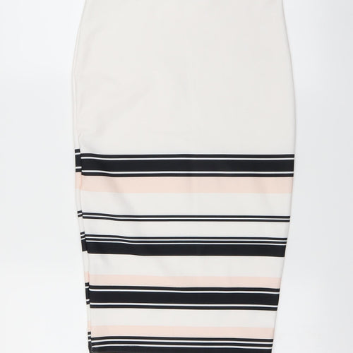 New Look Womens White Striped  Straight & Pencil Skirt Size 10