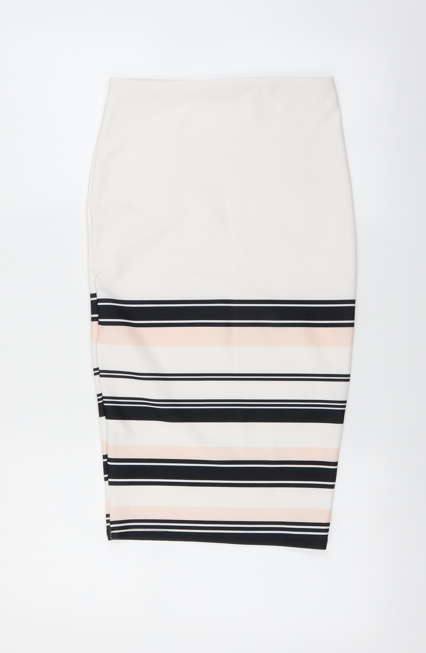 New Look Womens White Striped  Straight & Pencil Skirt Size 10