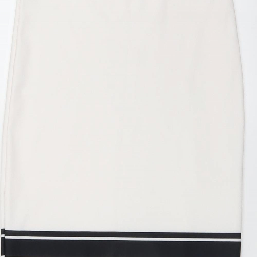 New Look Womens White Striped  Straight & Pencil Skirt Size 10