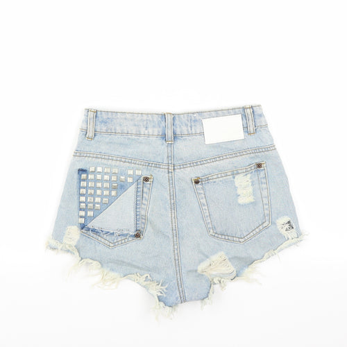 Cosmic Jeans Womens Blue   Hot Pants Shorts Size 8 - DISTRESSED