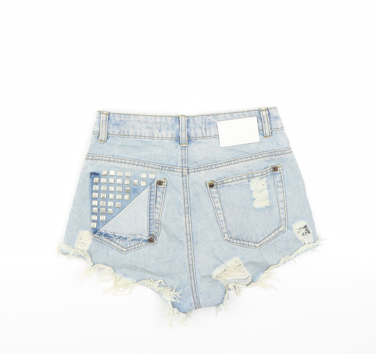 Cosmic Jeans Womens Blue   Hot Pants Shorts Size 8 - DISTRESSED