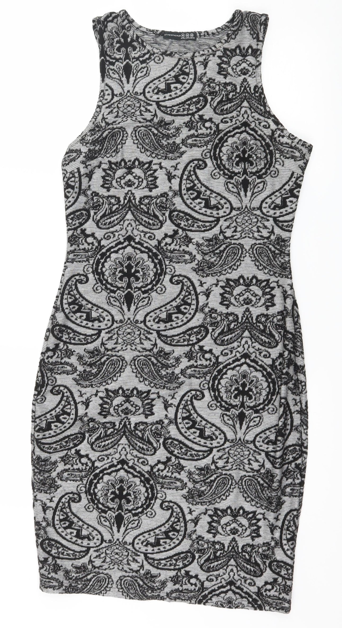 Atmosphere Womens Grey Paisley Jersey Bodycon  Size 14