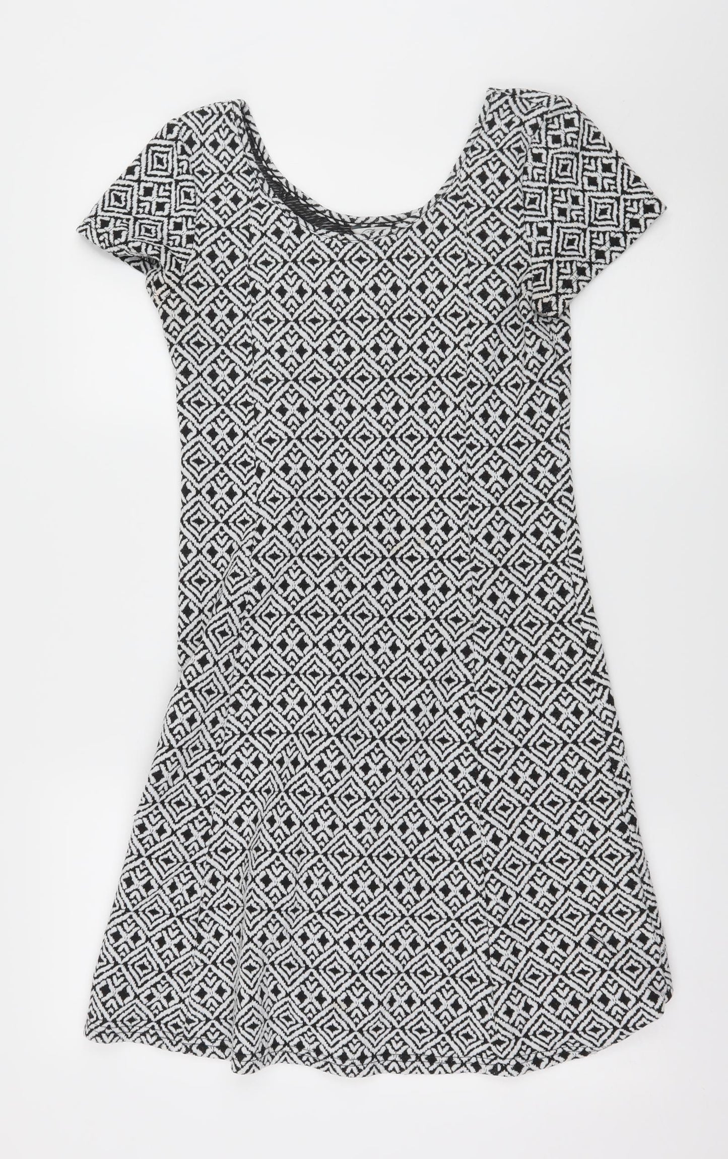 Peacocks Womens Black Geometric Jersey Skater Dress  Size 10