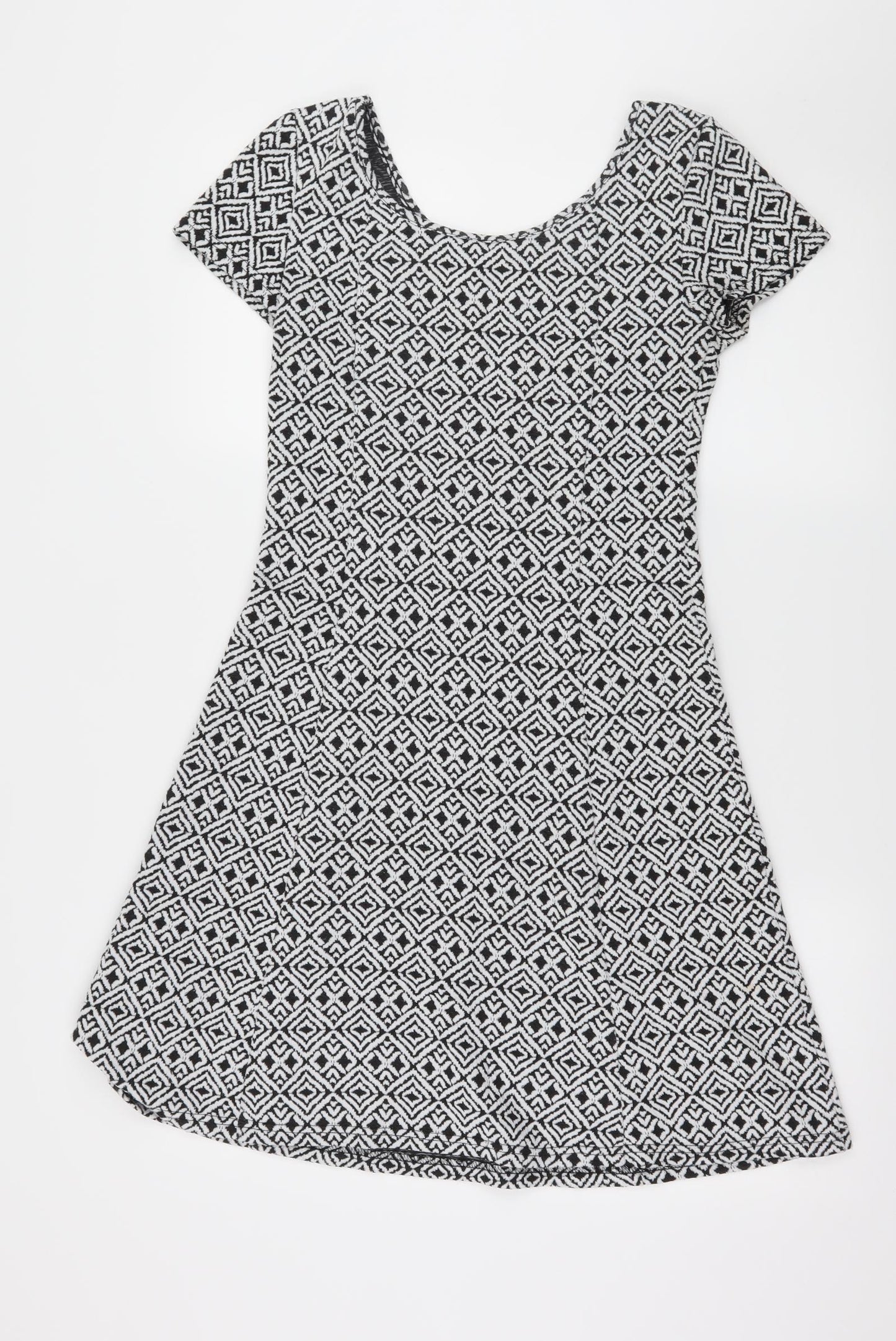 Peacocks Womens Black Geometric Jersey Skater Dress  Size 10