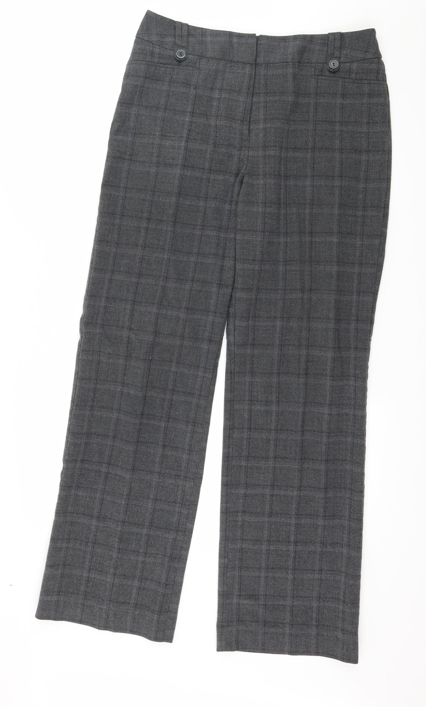 Per Se Womens Grey Check  Trousers  Size 12 L30 in