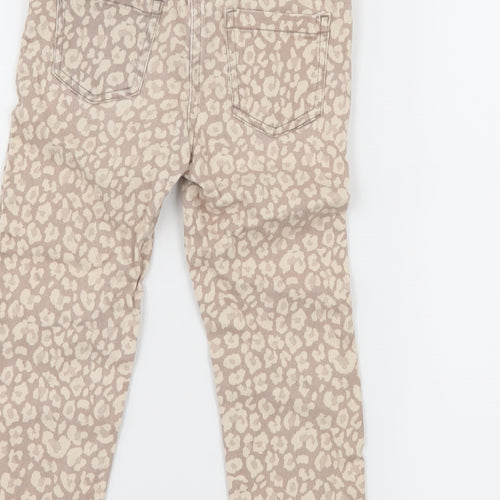 F&F Girls Beige Animal Print Denim Skinny Jeans Size 3-4 Years