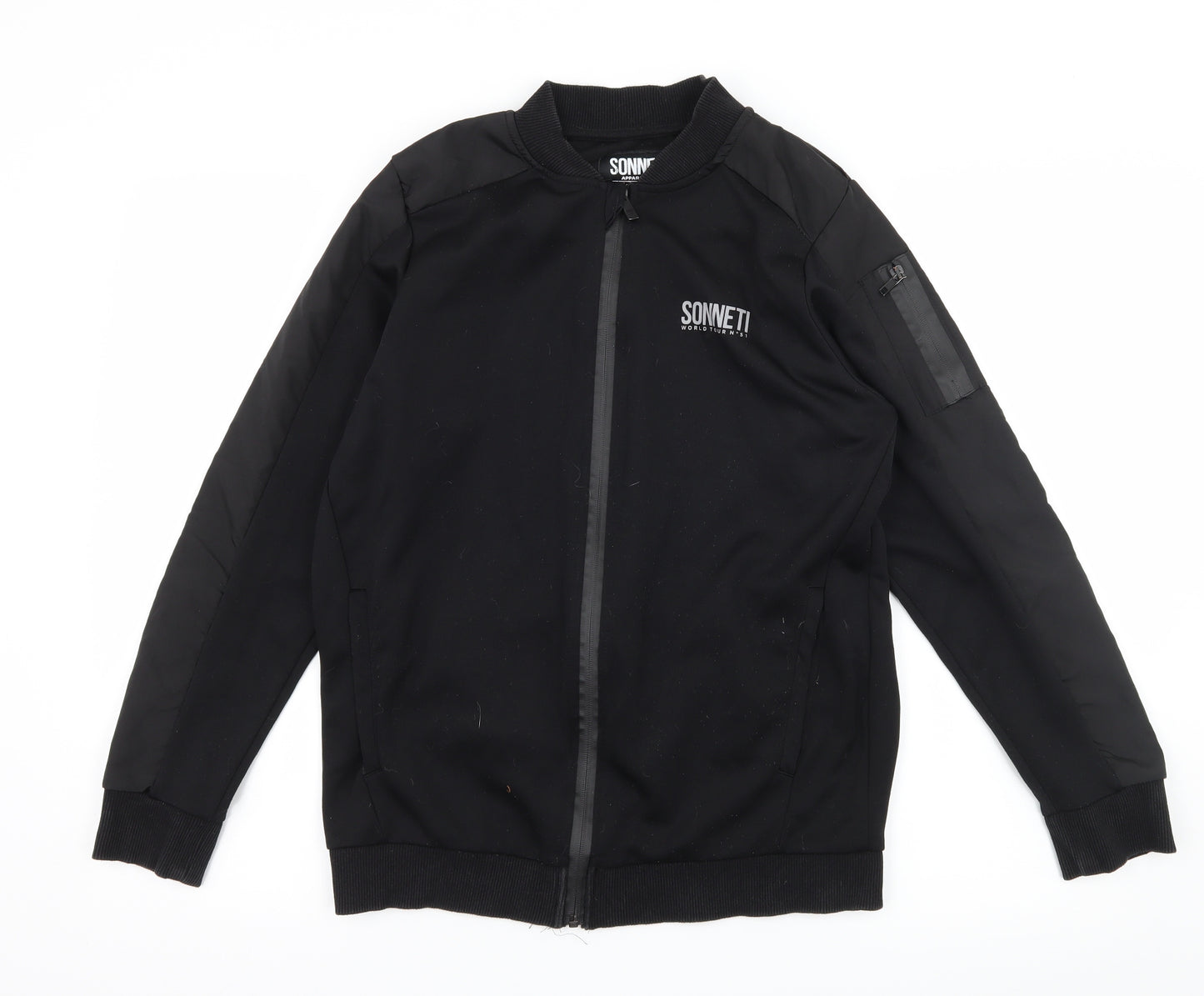 Sonnetti Boys Black  Jersey Full Zip Sweatshirt Size 13 Years