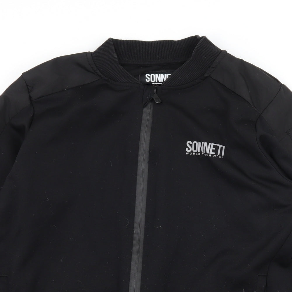 Sonnetti Boys Black  Jersey Full Zip Sweatshirt Size 13 Years