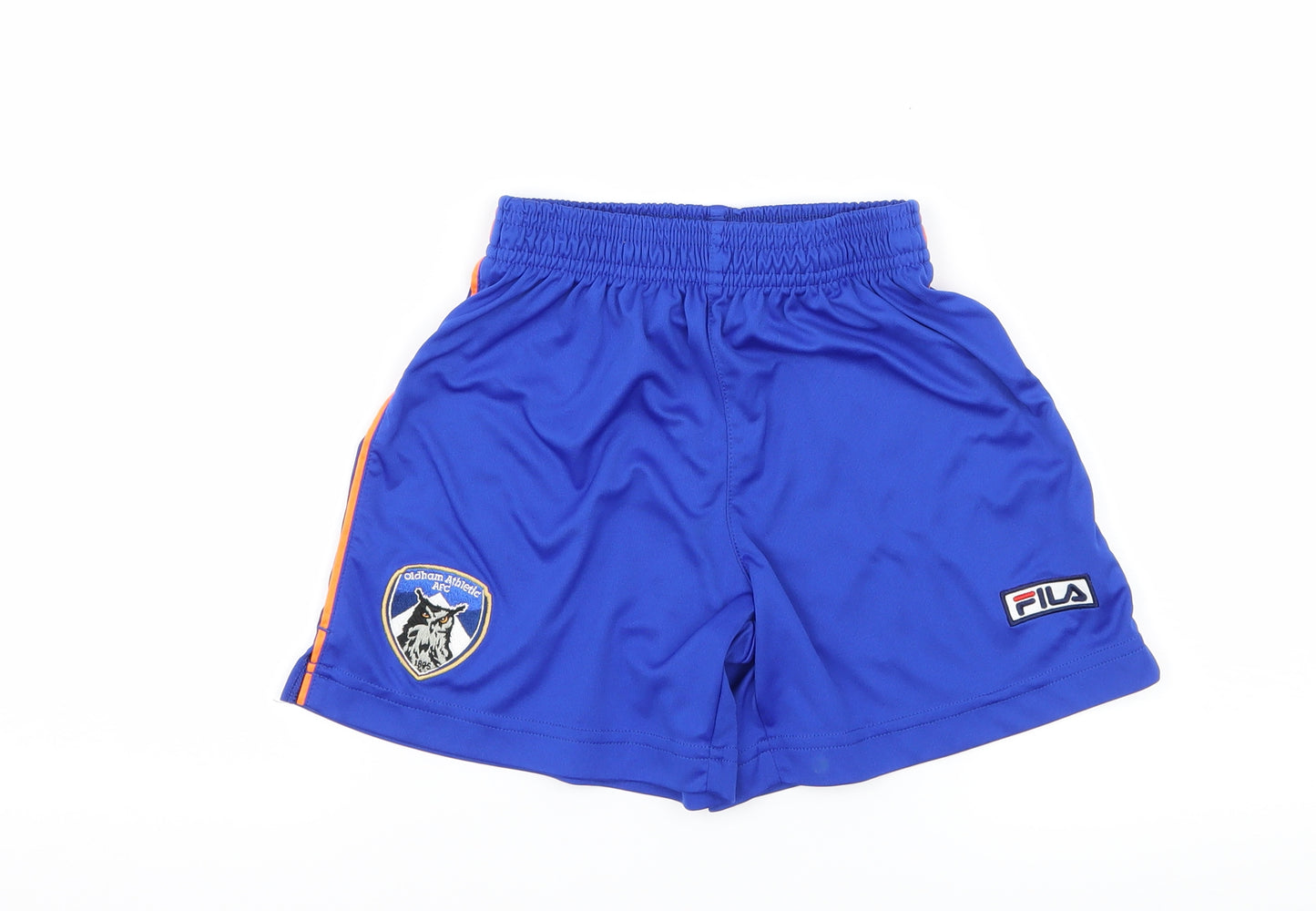 FILA Boys Blue Geometric Jersey Sweat Shorts Size 6-7 Years - Oldham Athletic AFC