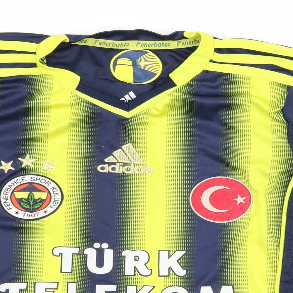 adidas Boys Blue Striped Jersey Basic T-Shirt Size 8 Years  - Turkish football