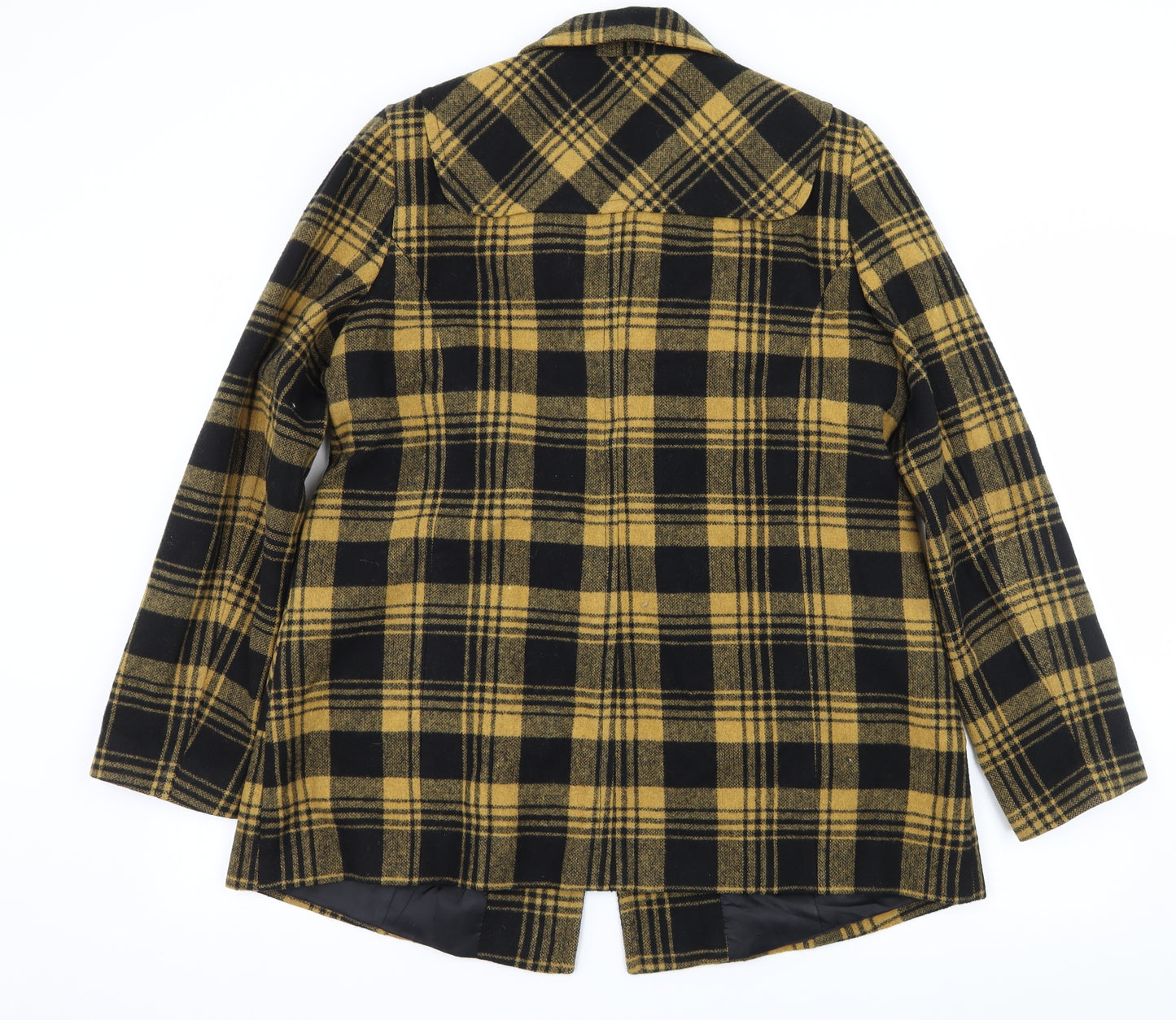 NEXT Womens Black Plaid  Pea Coat Coat Size 14