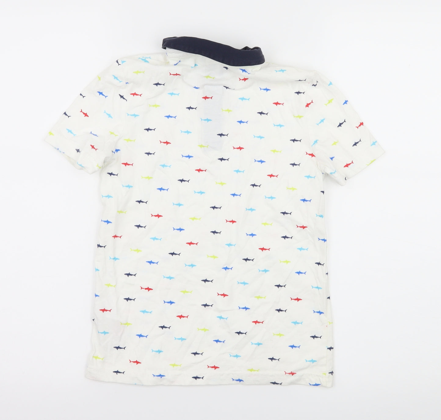 F&F Boys White  Jersey Basic T-Shirt Size 7-8 Years  - Shark pattern