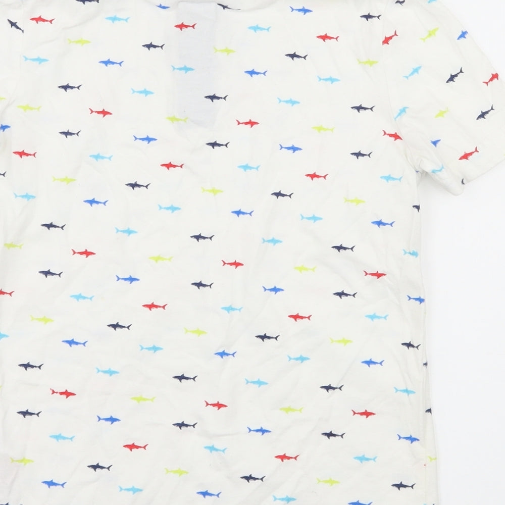F&F Boys White  Jersey Basic T-Shirt Size 7-8 Years  - Shark pattern