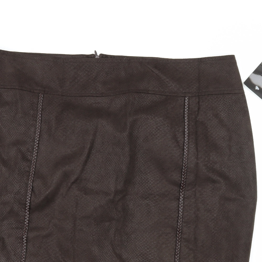 Jean MARC Philippe Womens Brown Animal Print Velour Straight & Pencil Skirt Size 40 in
