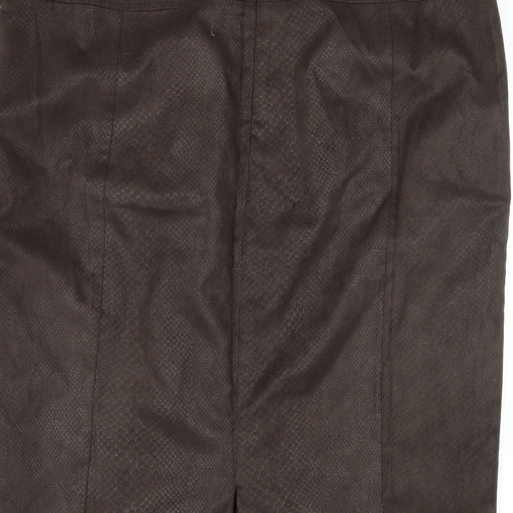 Jean MARC Philippe Womens Brown Animal Print Velour Straight & Pencil Skirt Size 40 in
