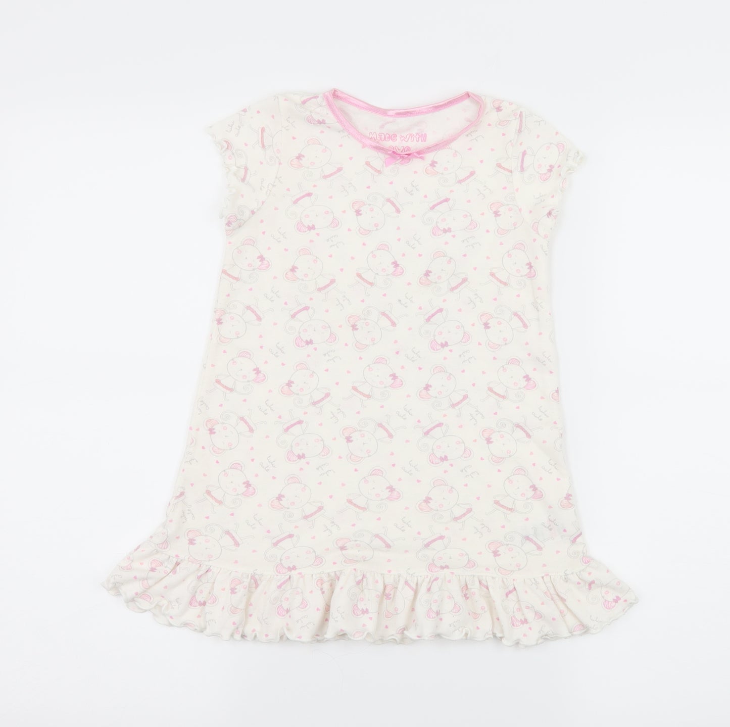 Matalan Girls White Geometric Jersey Top Dress Size 3-4 Years  - Mouse Print