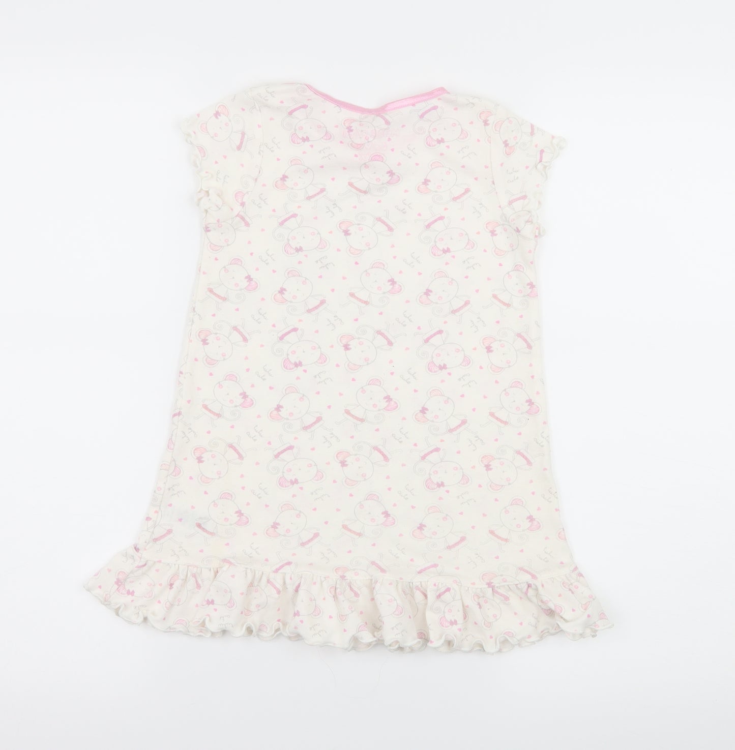 Matalan Girls White Geometric Jersey Top Dress Size 3-4 Years  - Mouse Print