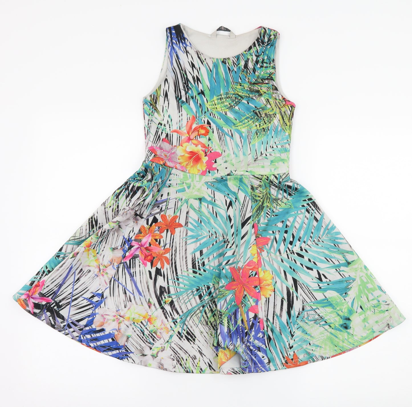 Miss E-vie Girls Multicoloured Floral Jersey Skater Dress  Size 10-11 Years