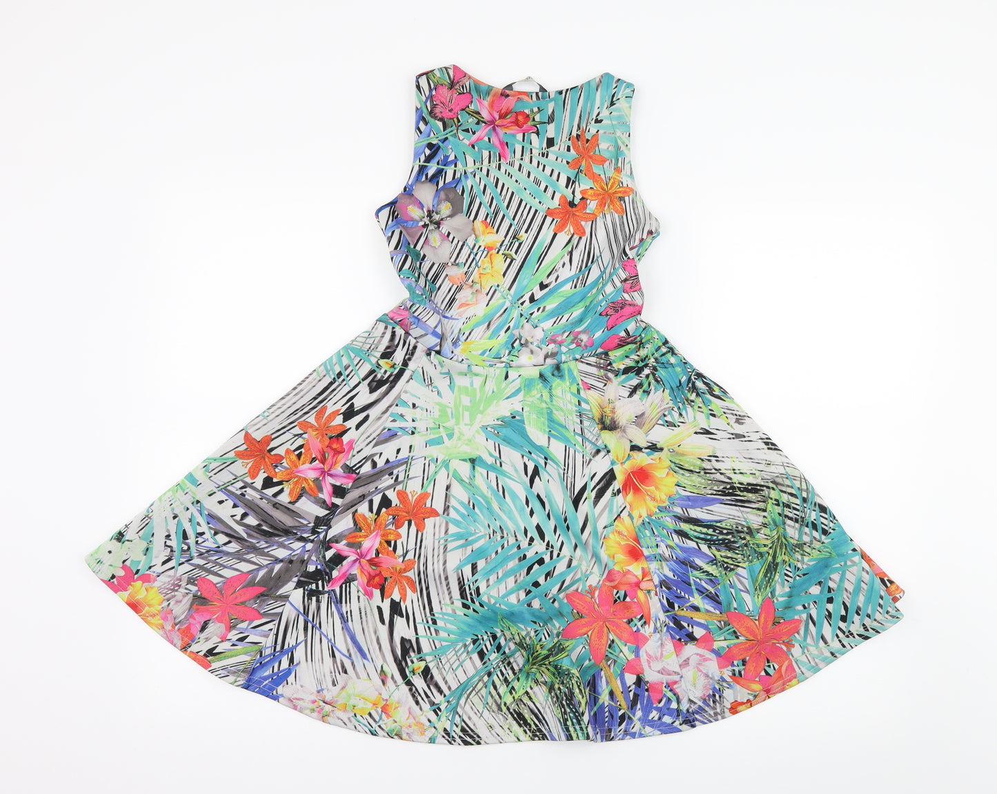 Miss E-vie Girls Multicoloured Floral Jersey Skater Dress  Size 10-11 Years