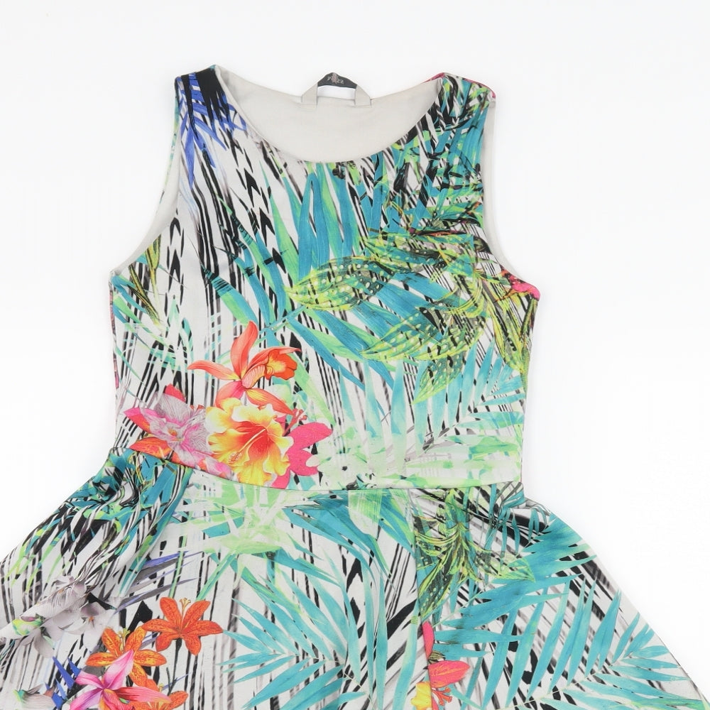 Miss E-vie Girls Multicoloured Floral Jersey Skater Dress  Size 10-11 Years
