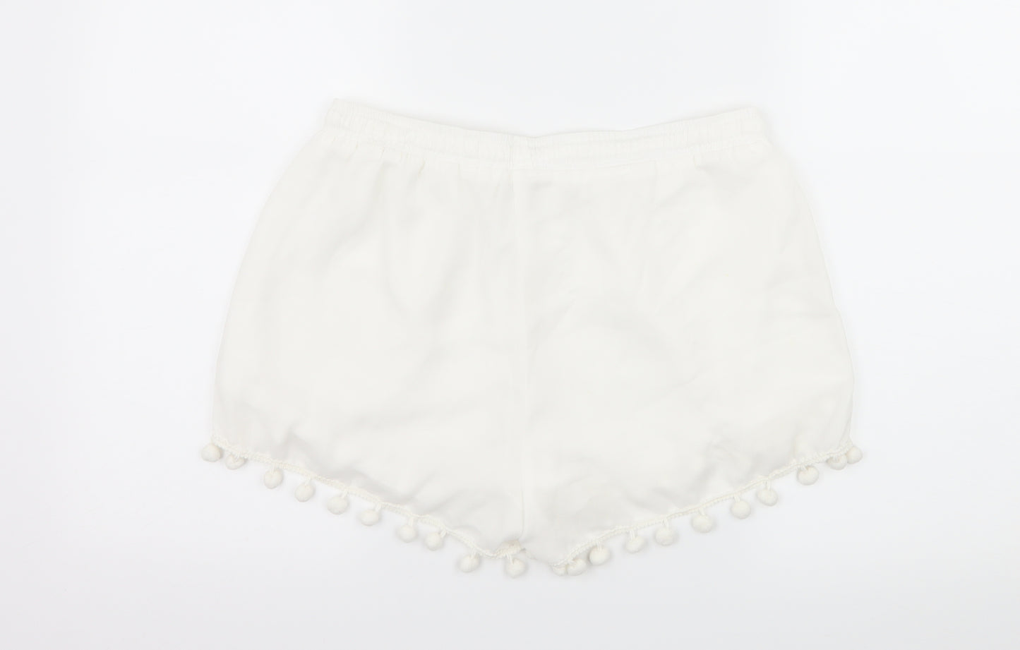 Vera & Lucy Womens White   Hot Pants Shorts Size L - Tassel Hem