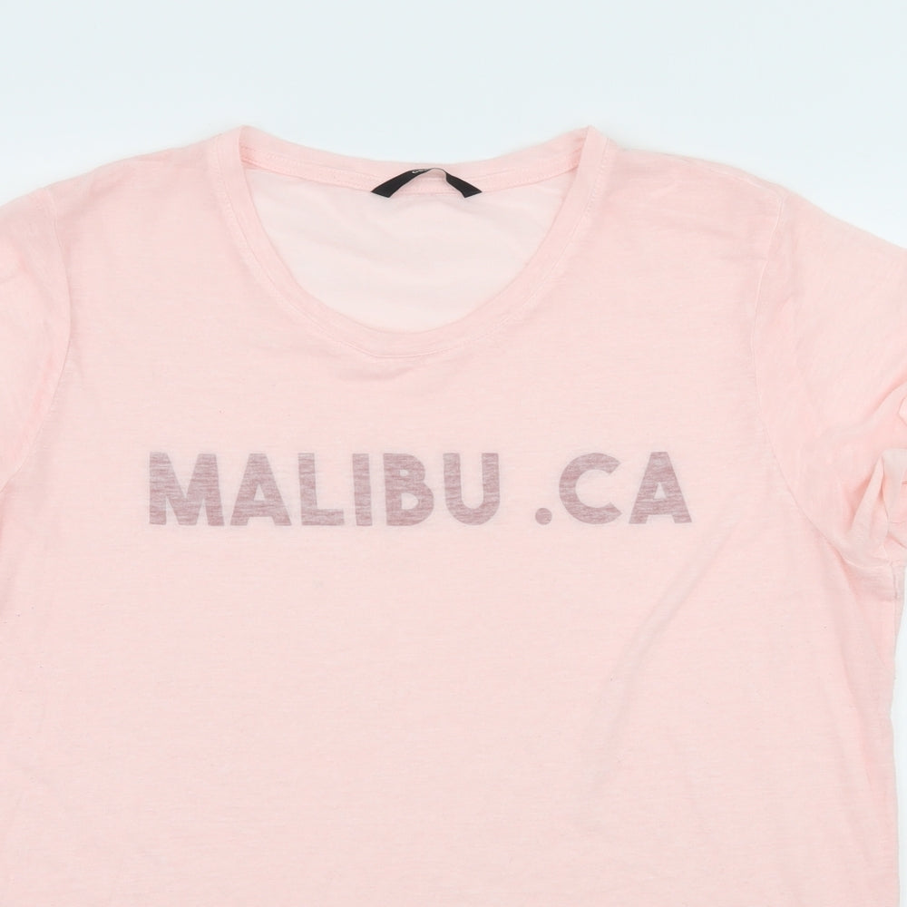 George Womens Pink  Jersey Basic T-Shirt Size 16  - Malibu CA Sheer