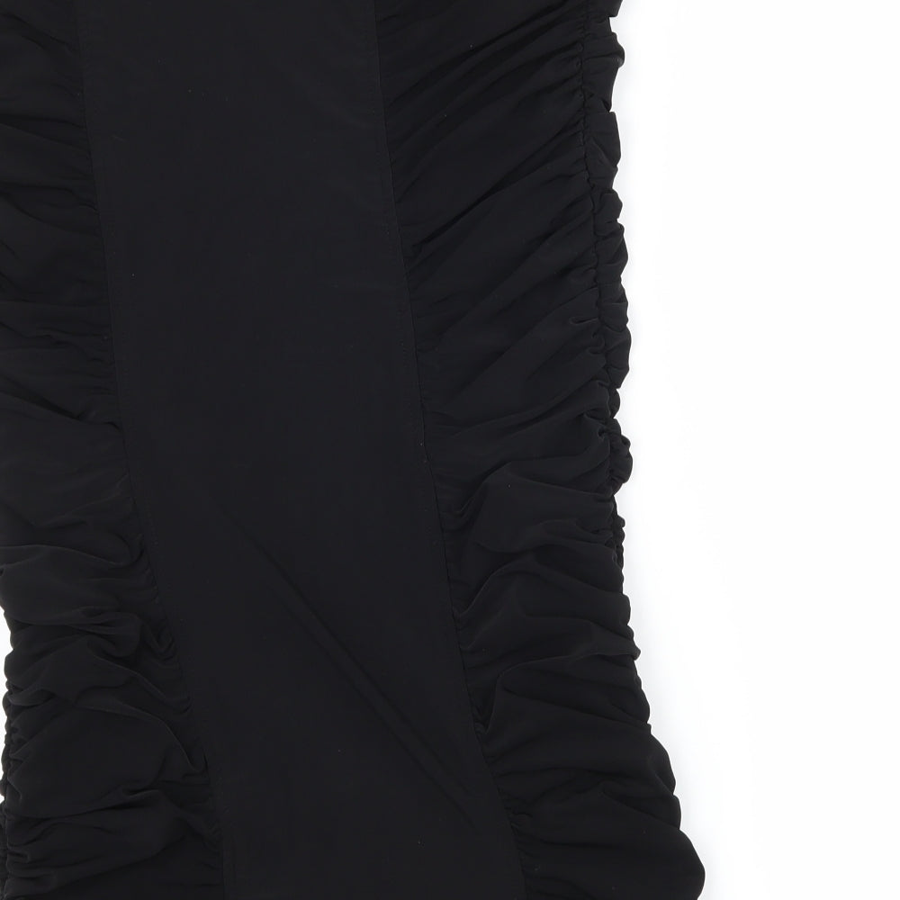 Topshop Womens Black   Straight & Pencil Skirt Size 14  - Ruched