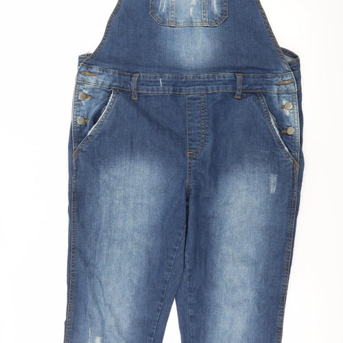 PEP & CO Womens Blue  Denim Dungaree One-Piece Size 12 L29 in - Distressed