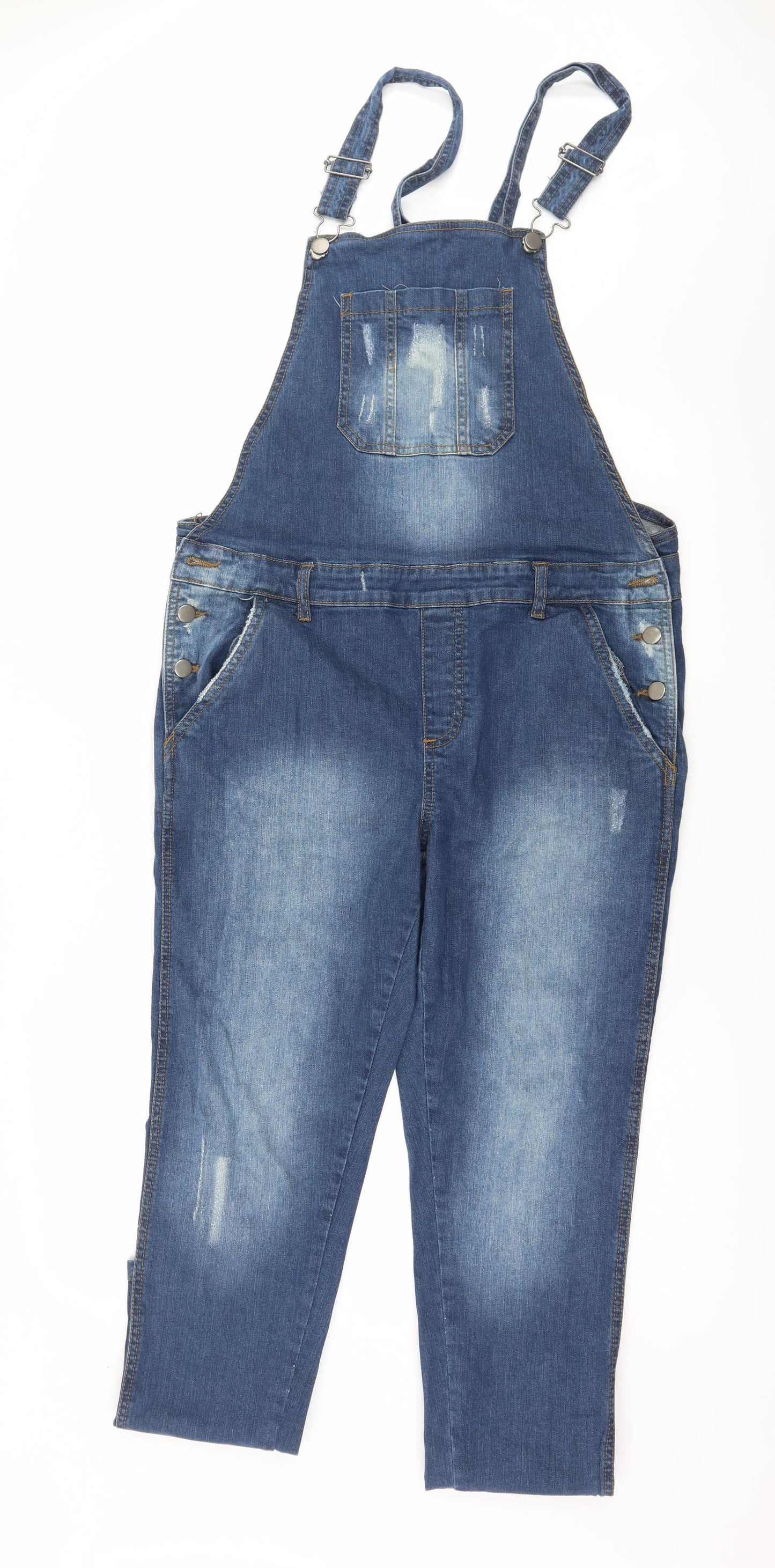 PEP & CO Womens Blue  Denim Dungaree One-Piece Size 12 L29 in - Distressed