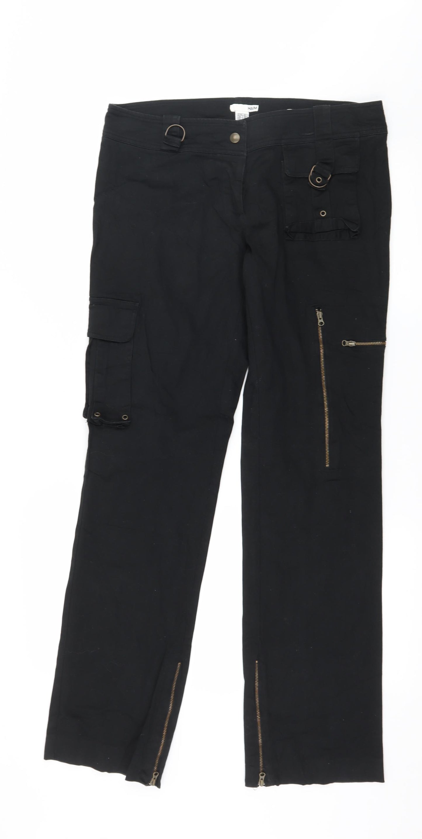 H&M Womens Black   Cargo Trousers Size 16 L32 in