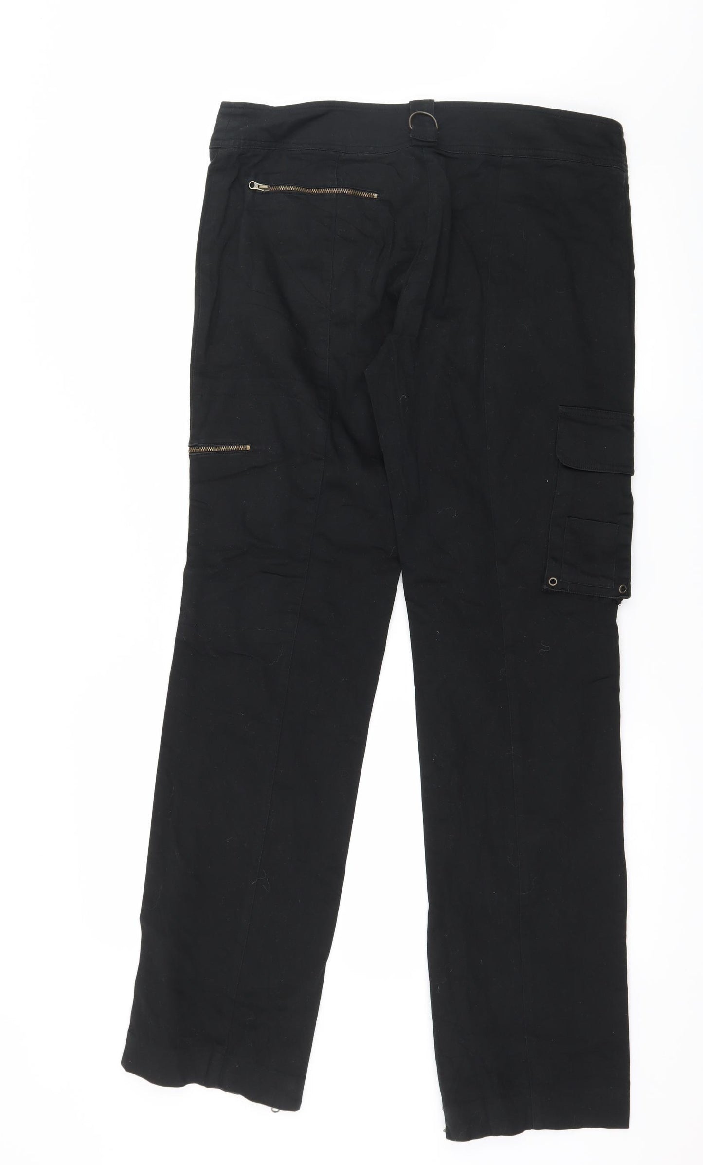 H&M Womens Black   Cargo Trousers Size 16 L32 in