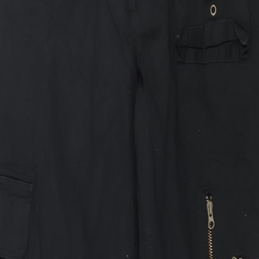 H&M Womens Black   Cargo Trousers Size 16 L32 in