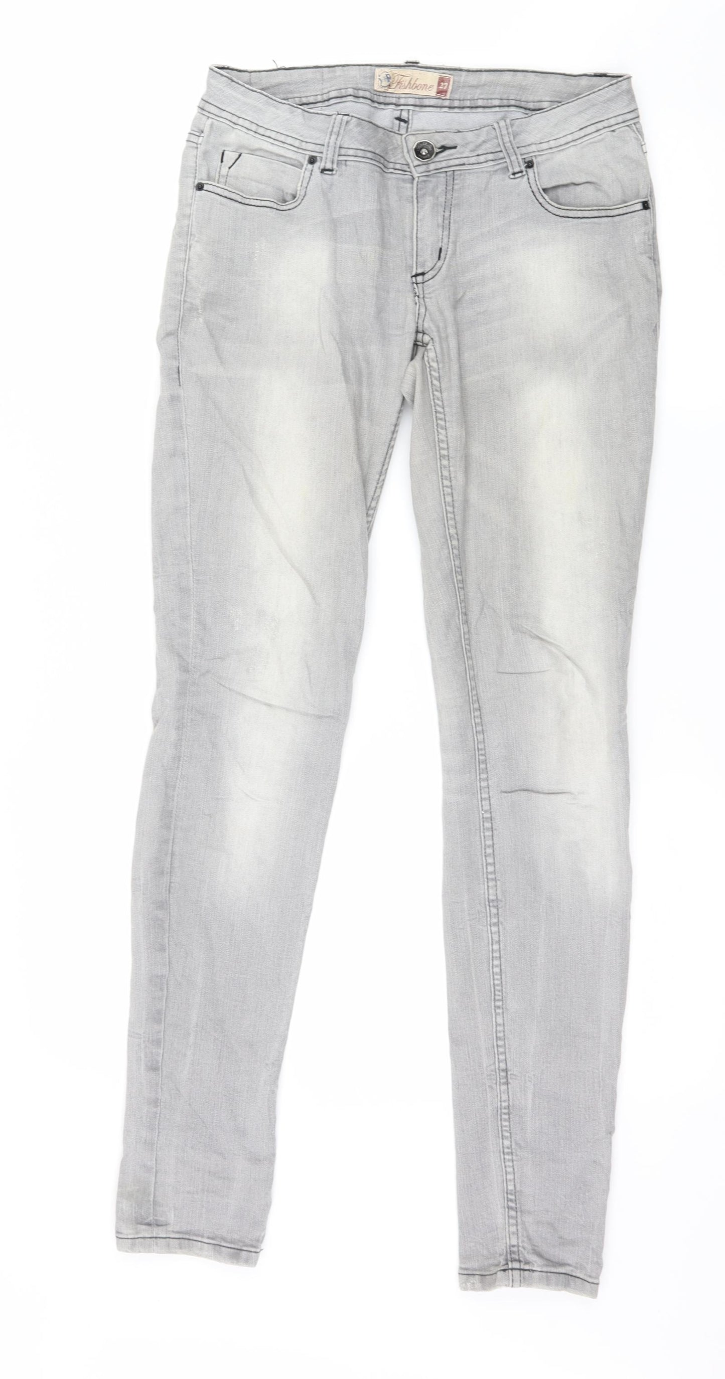 Fishbone Mens Grey  Flannel Skinny Jeans Size 30 in L32 in