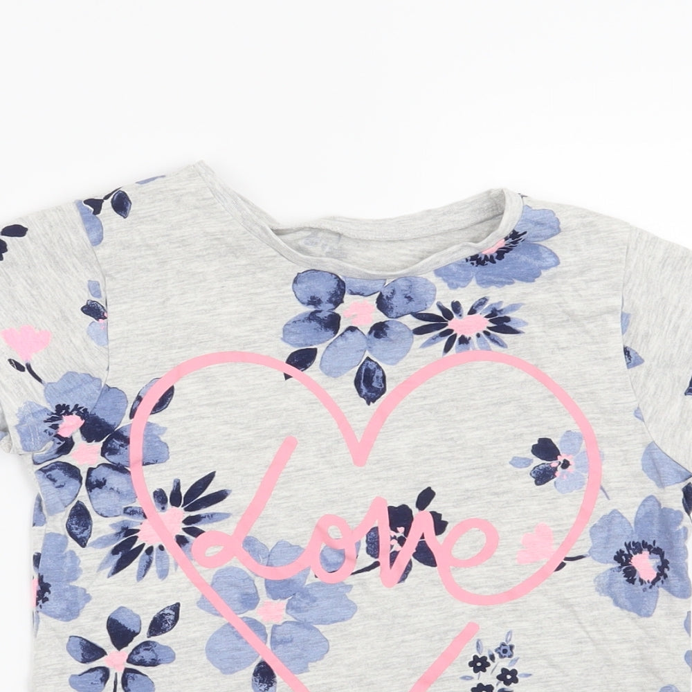 George Girls Grey   Basic T-Shirt Size 7-8 Years  - Love