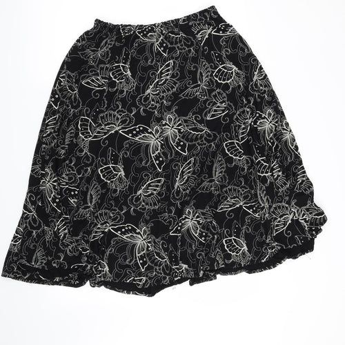 Preworn Womens Black   A-Line Skirt Size 36 in  - Butterflies
