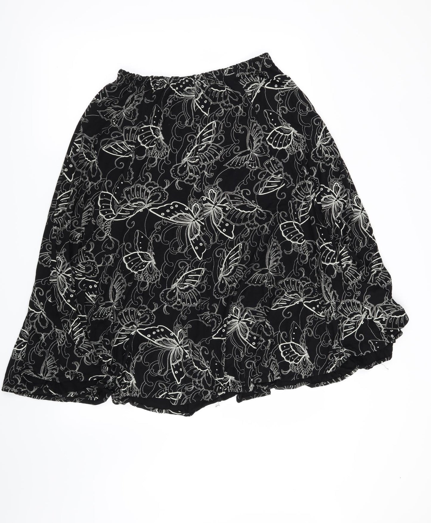 Preworn Womens Black   A-Line Skirt Size 36 in  - Butterflies