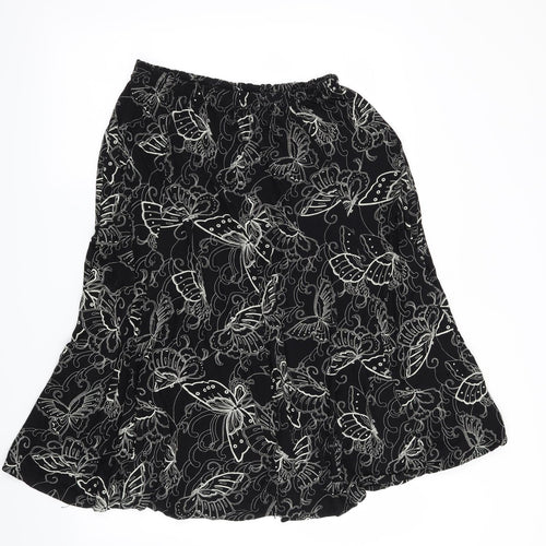 Preworn Womens Black   A-Line Skirt Size 36 in  - Butterflies
