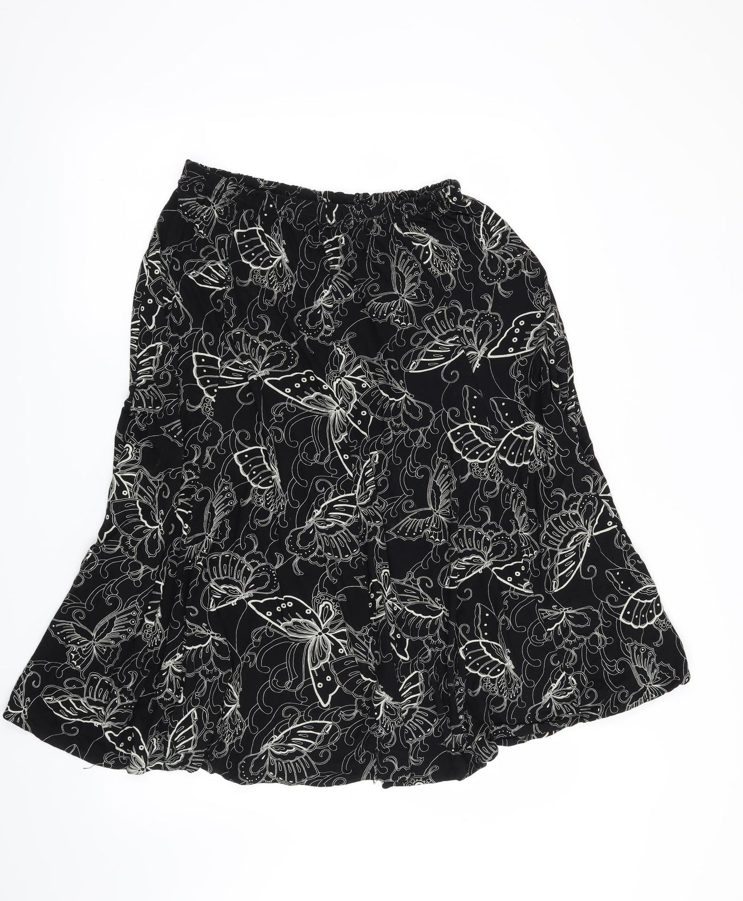 Preworn Womens Black   A-Line Skirt Size 36 in  - Butterflies