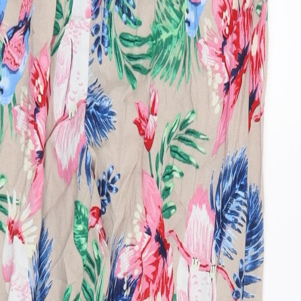 H&M Girls Beige Floral  Capri Trousers Size 10 Years - birds