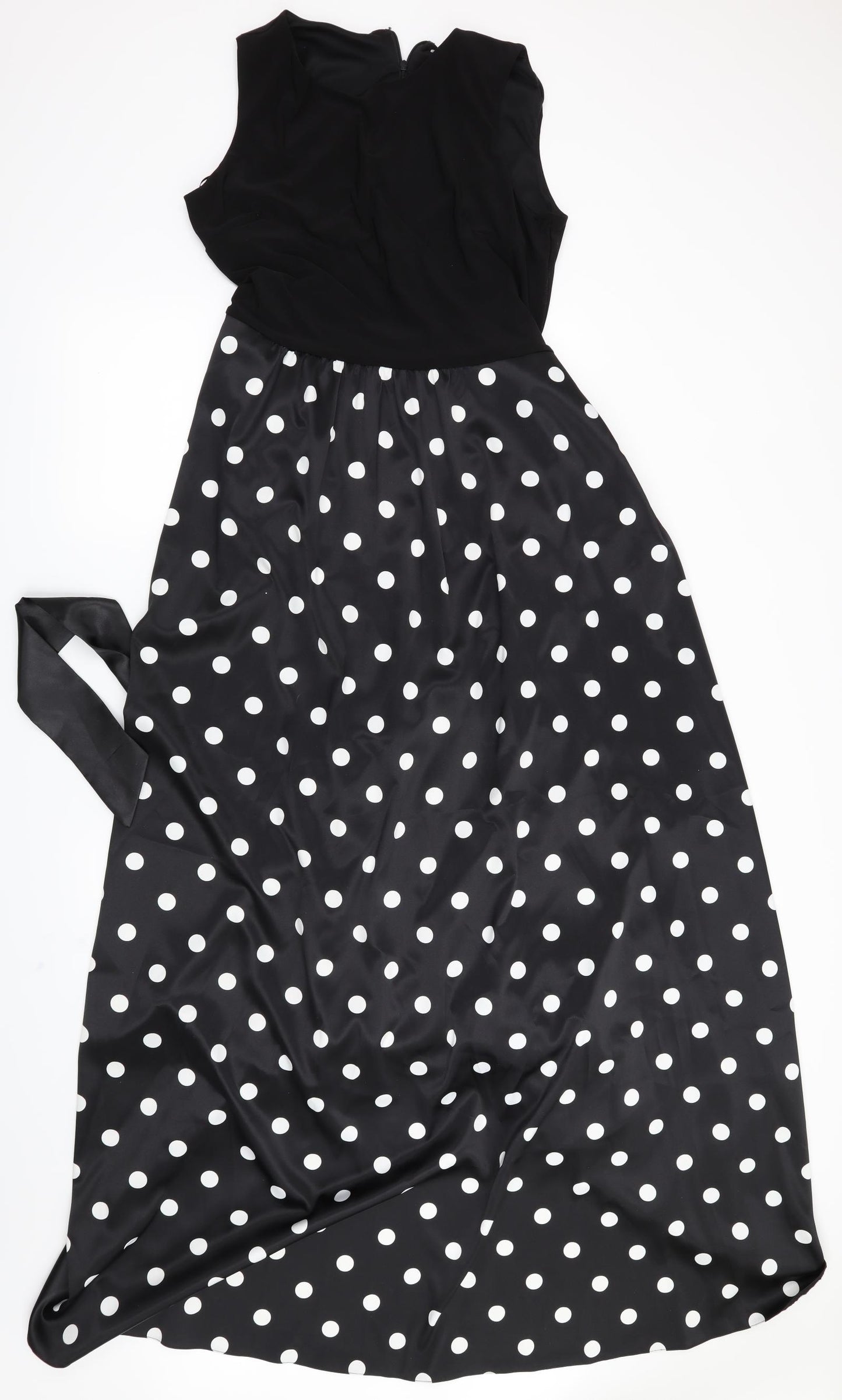 Gina Bacconi Womens Black Polka Dot  Maxi  Size 14