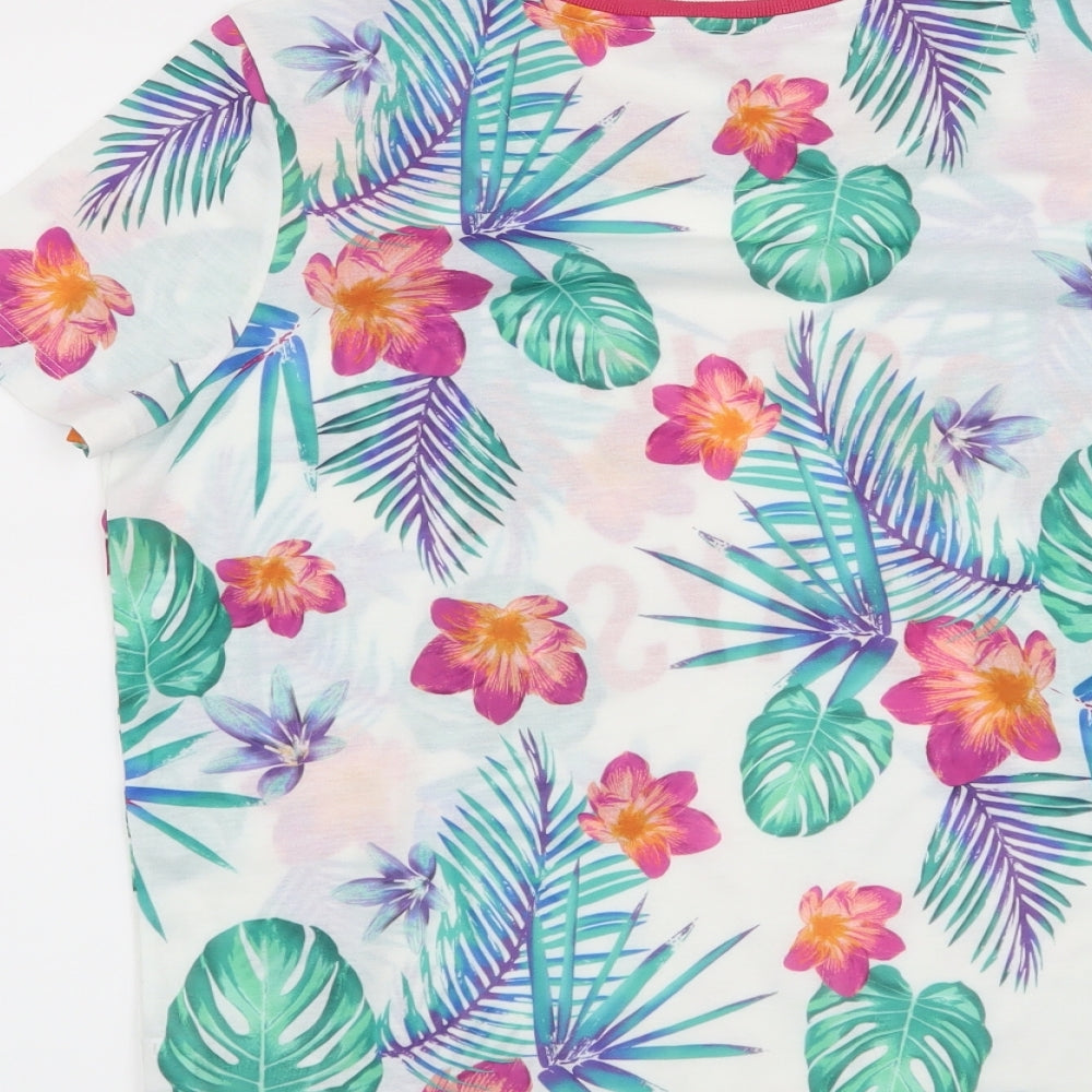 NEXT Womens White Floral  Basic T-Shirt Size 12  - Tropical Days