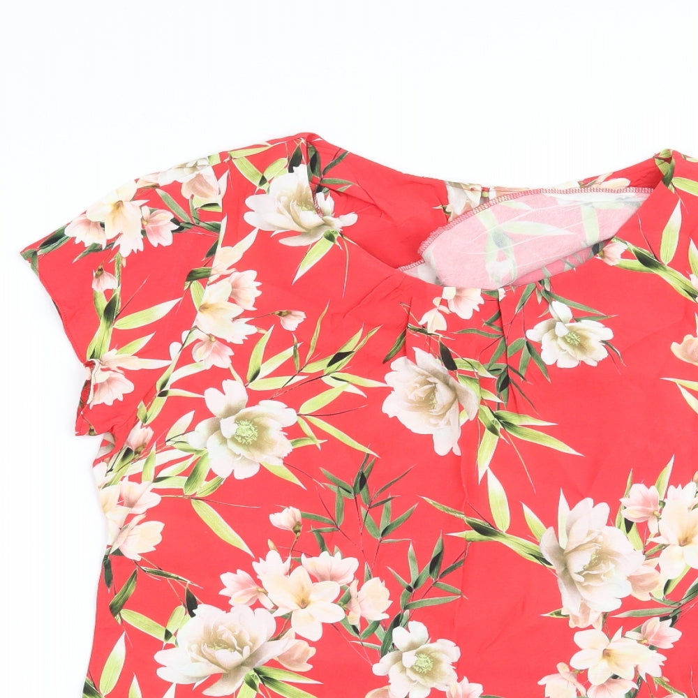 Wallis Womens Red Floral  Basic Blouse Size 12
