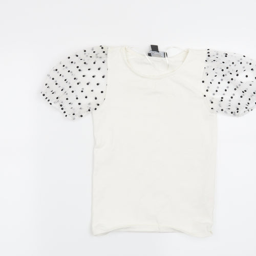 Primark Womens White Polka Dot  Basic Blouse Size 4