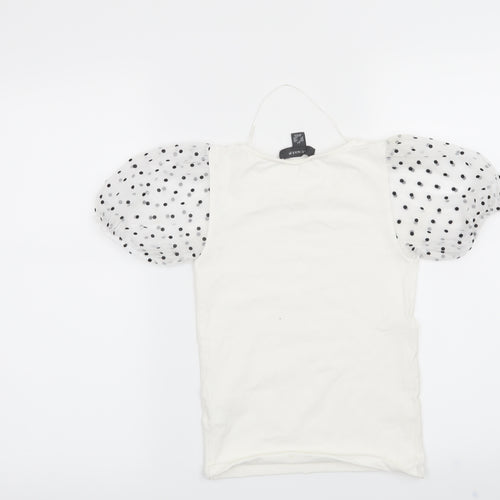 Primark Womens White Polka Dot  Basic Blouse Size 4