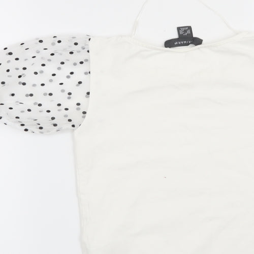 Primark Womens White Polka Dot  Basic Blouse Size 4