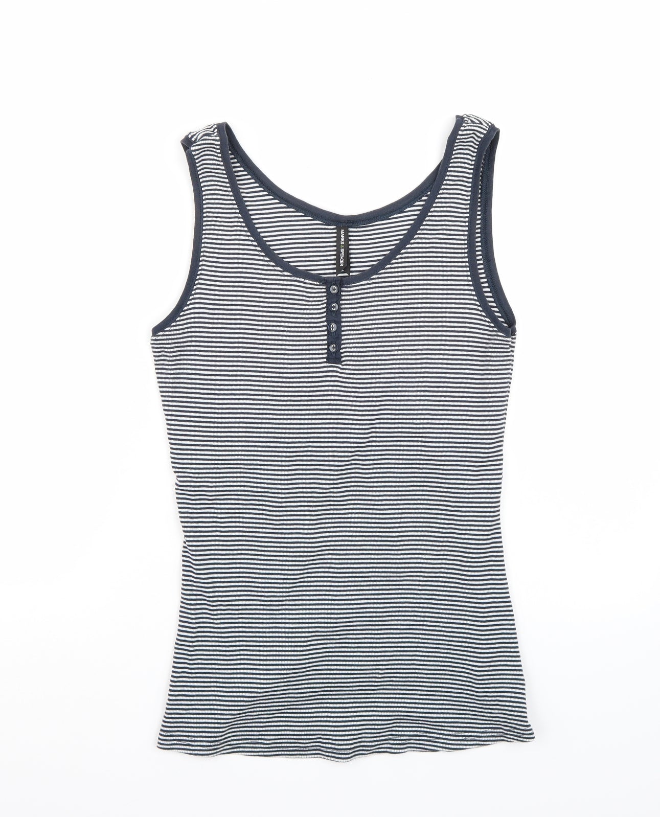 Marks and Spencer Womens White Striped  Basic Tank Size 18