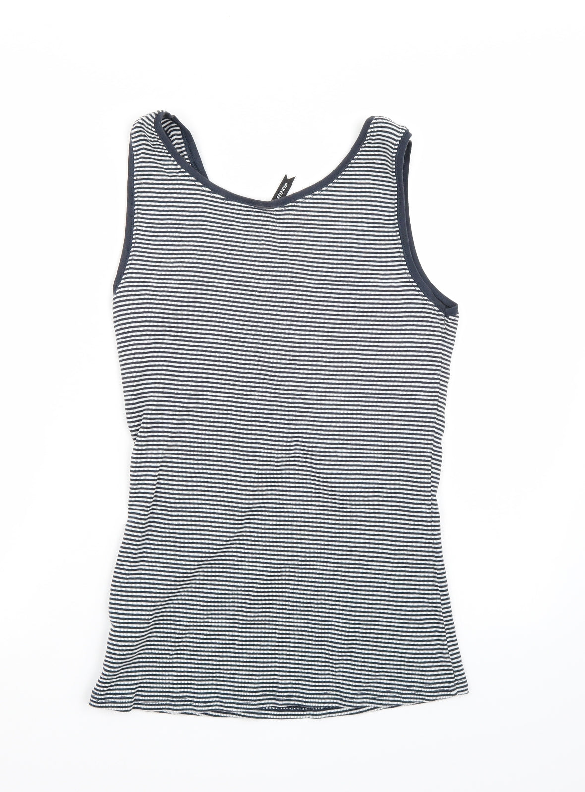 Marks and Spencer Womens White Striped  Basic Tank Size 18