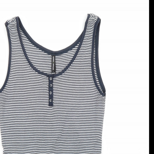 Marks and Spencer Womens White Striped  Basic Tank Size 18